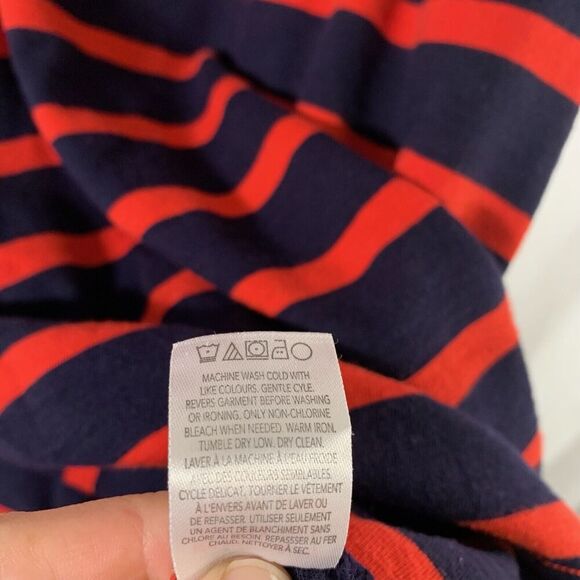 Hatley Knee Length Dress Large Blue Red Striped Round Meck Short Sleeve - Picture 6 of 10